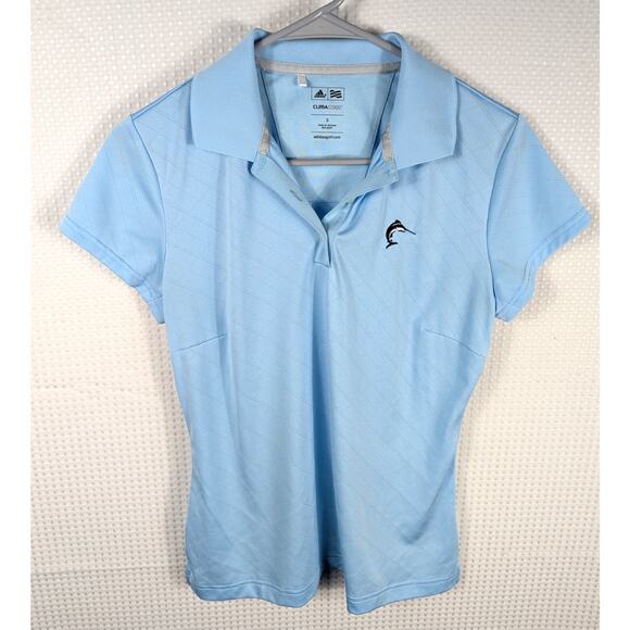 Adidas Golf ClimaCool Polo Shirt Womens Small Light Blue Dolphin Embroidered Top - Picture 1 of 4